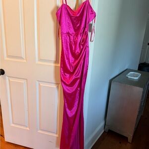 Windsor Fuchsia Satin Maxi Dress